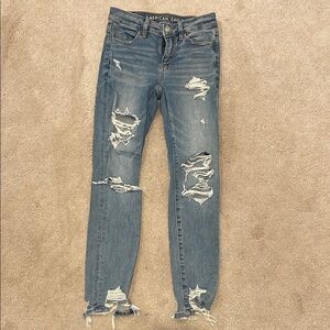 Women's Distressed Blue Jeans